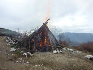 The refuge on Mount Cerreto -1316 mt Lattari hut burned lattari mountain fire