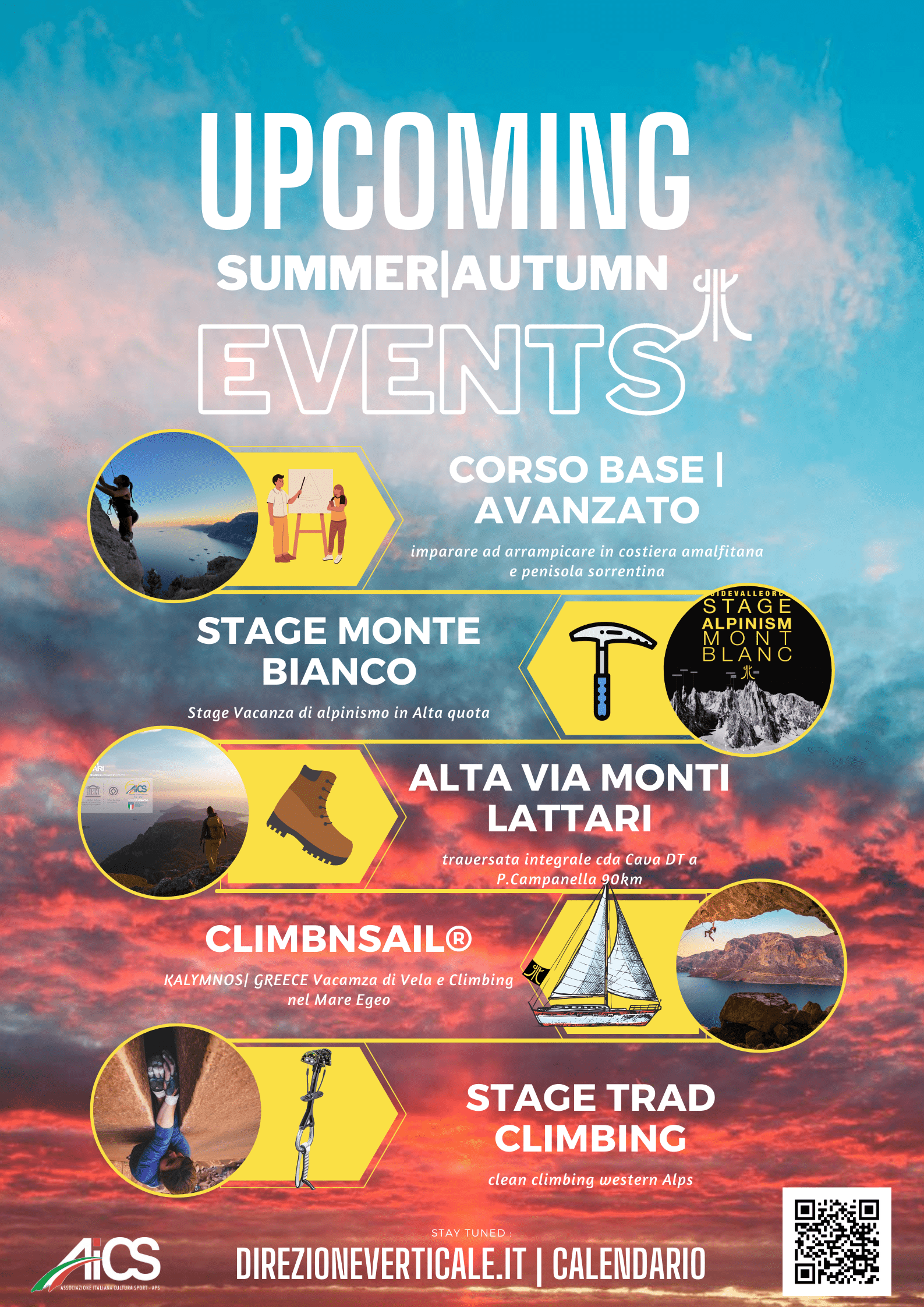 calendario eventi direzione verticale climbing adventure summer autums 23
